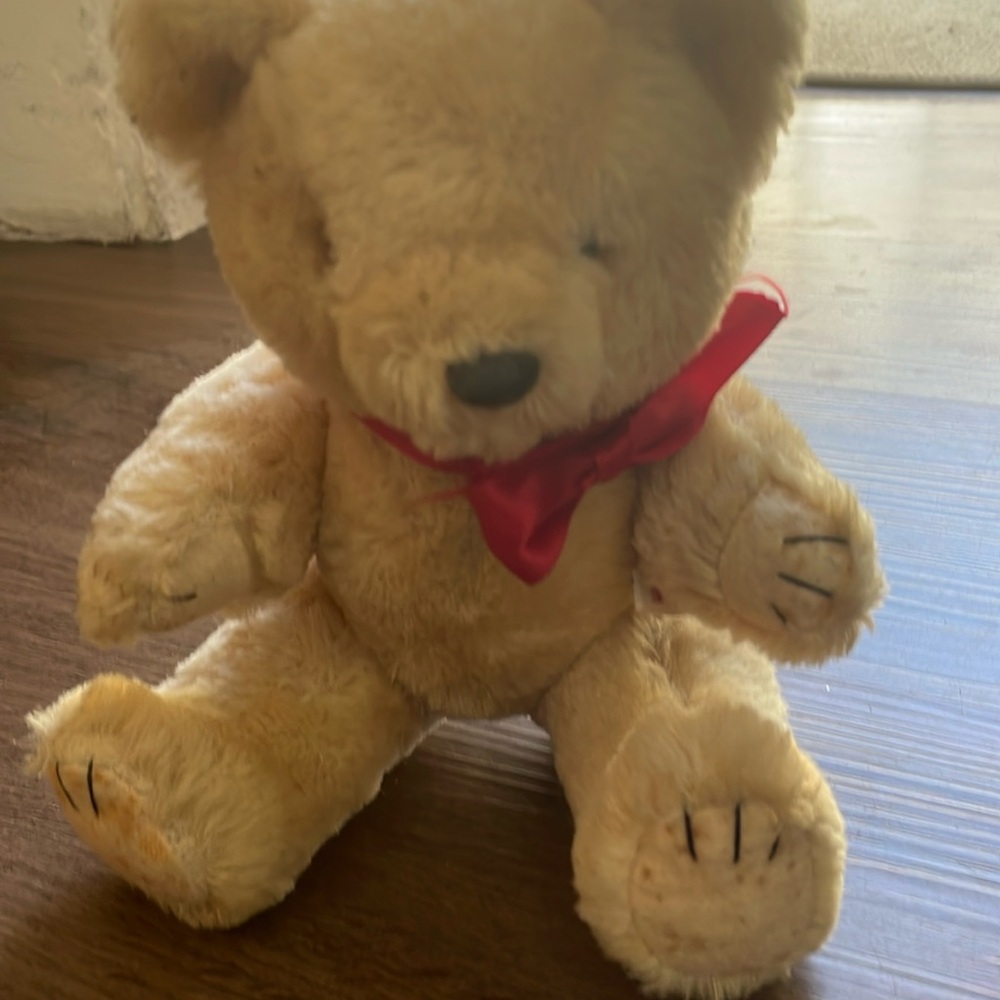 Vintage Pure Wood Jointed Stuffed Teddy Bear Plush